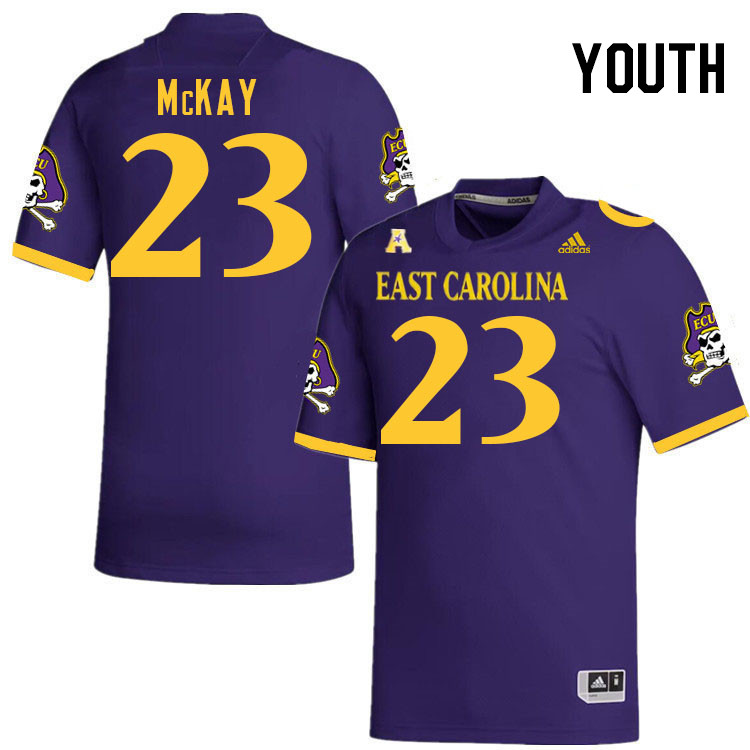 Youth #23 Joseph McKay ECU Pirates 2023 College Football Jerseys Stitched-Purple